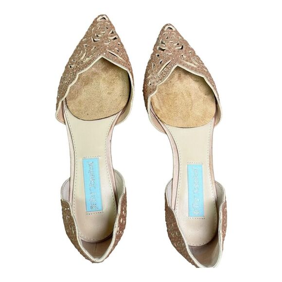 BETSEY JOHNSON Lucy Pink Rhinestones Cutout Pointed Slip On Flats Shoes Size 5 - Picture 5 of 10